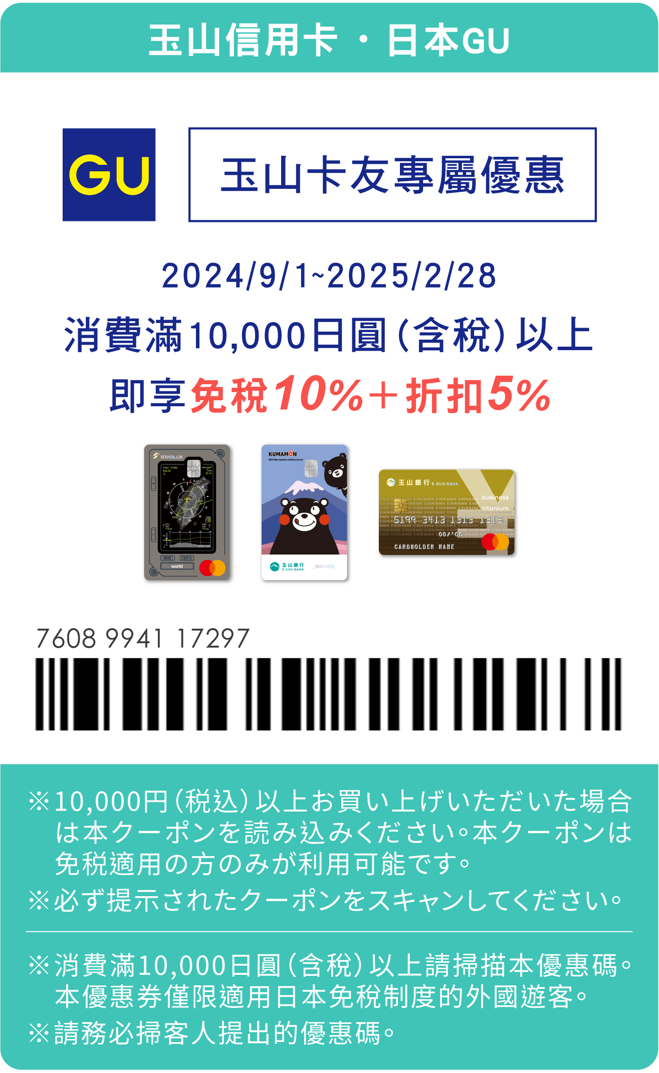 玉山信用卡日本GU優惠券