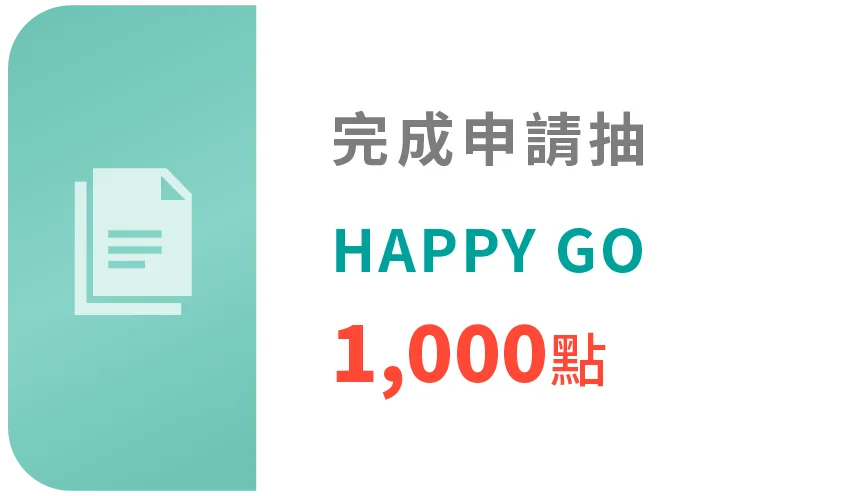 完成申請抽HAPPY GO 1,000點